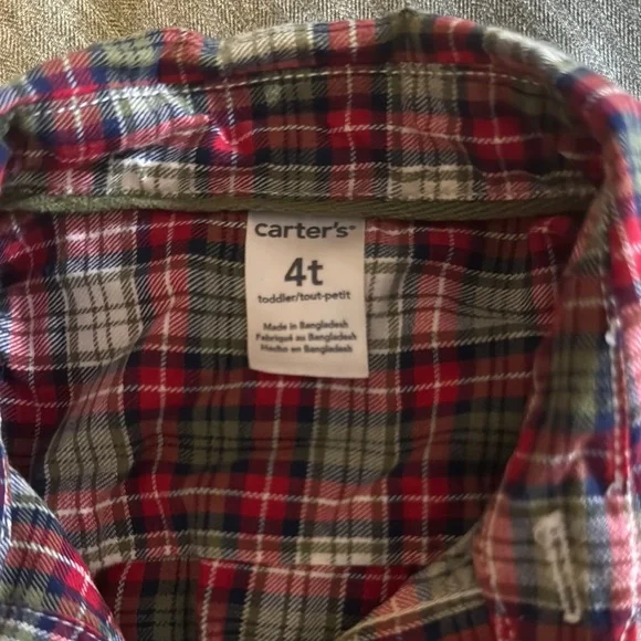Carter’s Plaid Flannel Shirt - Red and White - Picture 2 of 3